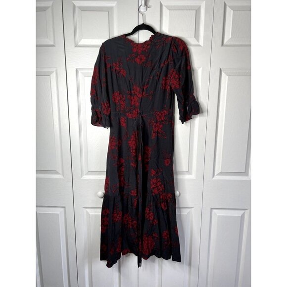 Marissa Webb Navy Blue Black Red Floral Print Shirt Dress Women's Size 4 - Picture 13 of 13